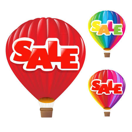 3 Sale Air Balloon, Isolated On White Backgroundのイラスト素材