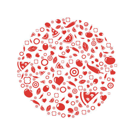 Sphere From Icons Pizza, Isolated On White Backgroundのイラスト素材