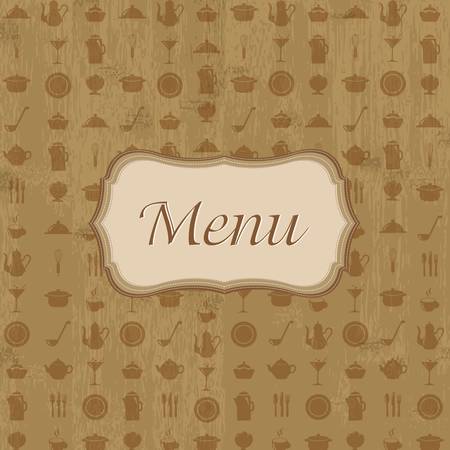 Vintage Wood Background With Menuのイラスト素材