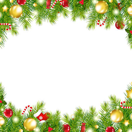 Christmas Vintage Border, Isolated On White Backgroundのイラスト素材