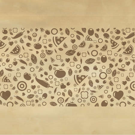 Vintage Restaurant Background With Icons, Illustrationのイラスト素材