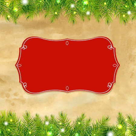 Christmas Tree Frame With Label, With Gradient Mesh, Illustrationのイラスト素材