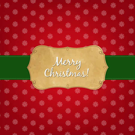 Vintage Red Merry Christmas Label With Gradient Mesh, Illustrationのイラスト素材