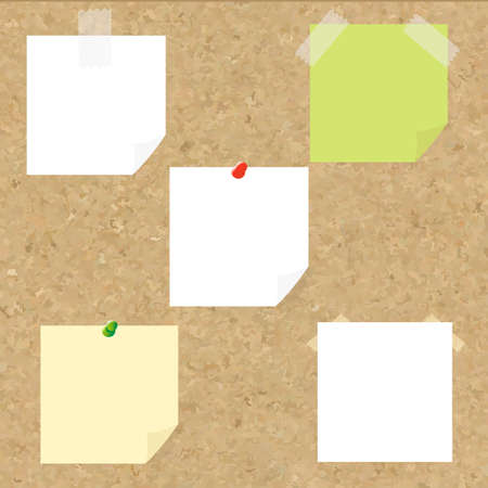 Cork Texture With Blank Note Tag With Gradient Mesh, Vector Illustrationのイラスト素材