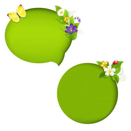 Eco Nature Speech Bubble With Gradient Mesh, Isolated On White Background, Vector Illustrationのイラスト素材