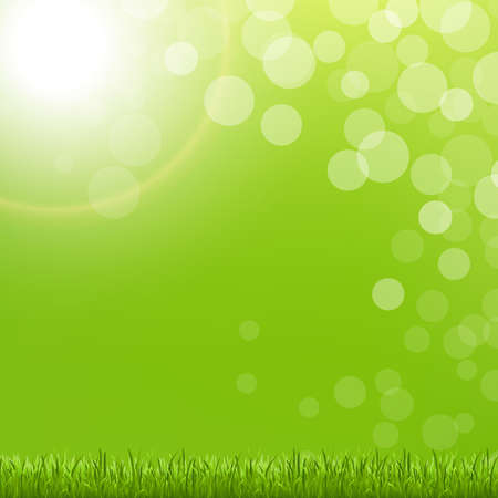 Abstract Green Bubble With Grass And Sun With Gradient Mesh, Vector Illustrationのイラスト素材