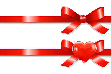 2 Red Bow With Gradient Mesh, Isolated On White Background, Vector Illustrationのイラスト素材