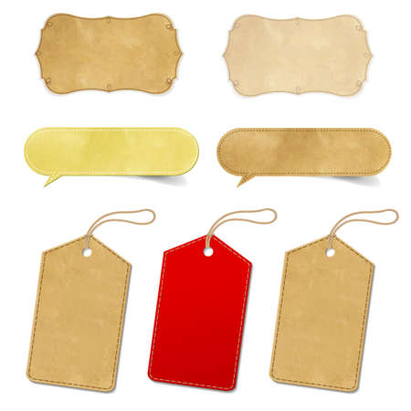 6 Vintage Labels With Gradient Mesh, Isolated On White Background, Vector Illustrationのイラスト素材
