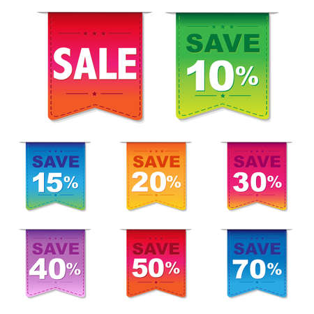 Discount Labels, Isolated On White Background, Illustrationのイラスト素材
