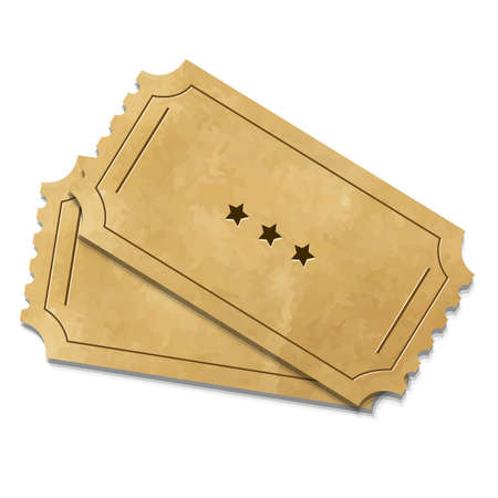 2 Cinema Ticket, Isolated On White Background, Vector Illustrationのイラスト素材