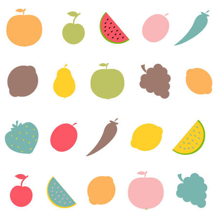 Abstract Fruits Set, Vector Illustrationのイラスト素材