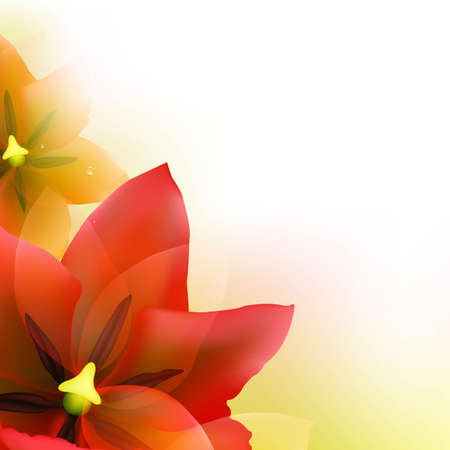 Borders Of Red Tulips And Green Blur With Gradient Mesh, Vector Illustrationのイラスト素材