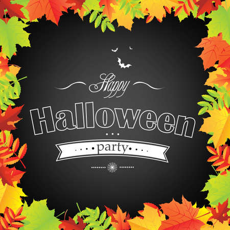 Halloween Frame With Leaves, With Gradient Mesh, Vector Illustrationのイラスト素材