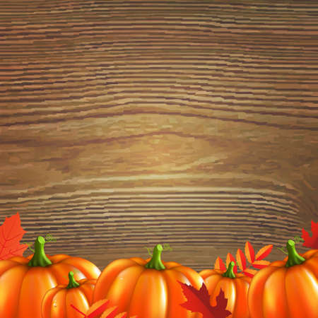 Red Autumn Leafs And Pumpkins Frame, With Gradient Mesh, Vector Illustrationのイラスト素材