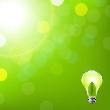 Green Background With Bokeh And Lamp, With Gradient Mesh, Vector Illustrationのイラスト素材