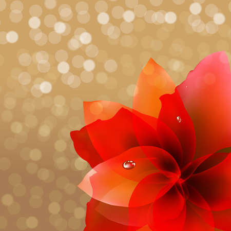 Abstract Red Flower With Bokeh, With Gradient Mesh, Vector Illustrationのイラスト素材