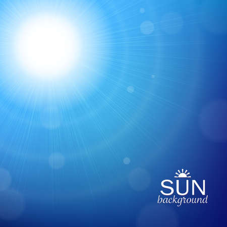 Blue Sun Background With Gradient Mesh, Vector Illustrationのイラスト素材