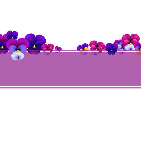 Violet Banner With Flowers With Gradient Mesh, Vector Illustrationのイラスト素材