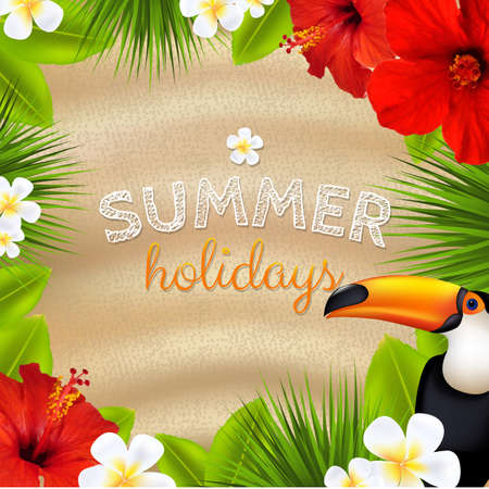 Tropical Color Banner, With Gradient Mesh, Vector Illustrationのイラスト素材