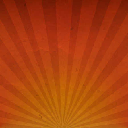 Orange Vintage Sunburst Cardboard Paper With Gradient Mesh, Vector Illustrationのイラスト素材