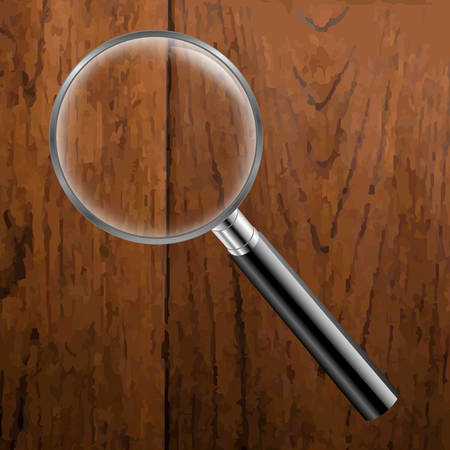 Magnifing Glass With Wooden Background With Gradient Mesh, Vector Illustrationのイラスト素材