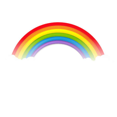 Colorful Rainbow With Clouds With Gradient Mesh, Vector Illustrationのイラスト素材