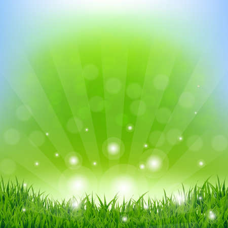 Spring Sunburst Poster With Gradient Mesh, Vector Illustrationのイラスト素材