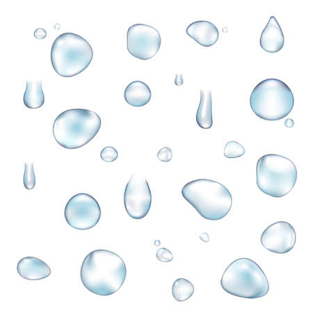 Blue Water Drop Set With Gradient Mesh, Vector Illustrationのイラスト素材