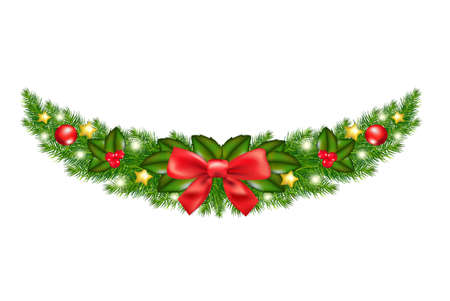 Xmas Garland With Gradient Mesh, Vector Illustrationのイラスト素材