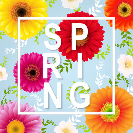 Spring Flower Spring Banner With Gradient Mesh, Vector Illustrationのイラスト素材