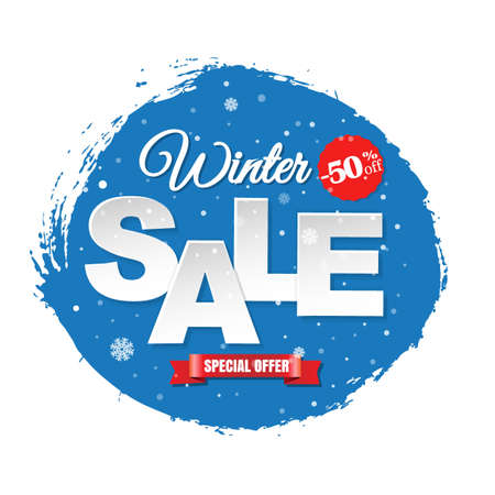Winter Sale Banner With Gradient Mesh, Vector Illustrationのイラスト素材