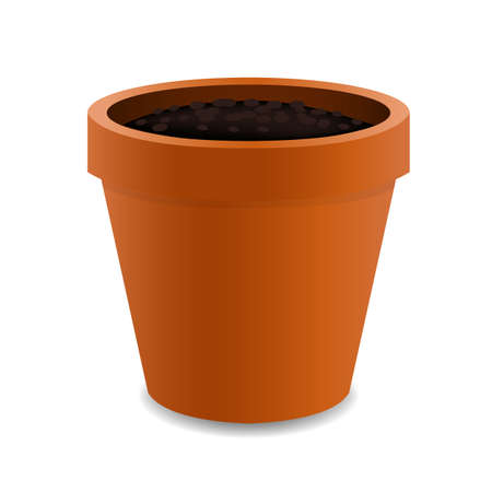 Terracotta Pot With Gradient Mesh, Vector Illustrationのイラスト素材