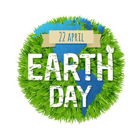 Green Earth Day With Gradient Mesh, Vector Illustrationのイラスト素材