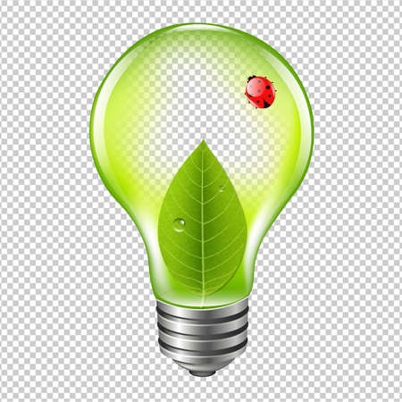 Eco Bulb With Ladybug With Gradient Mesh, Vector Illustrationのイラスト素材