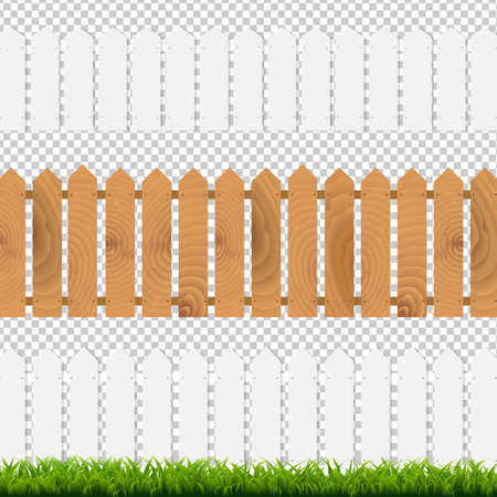 Green Grass And Fenses With Gradient Mesh, Vector Illustrationのイラスト素材