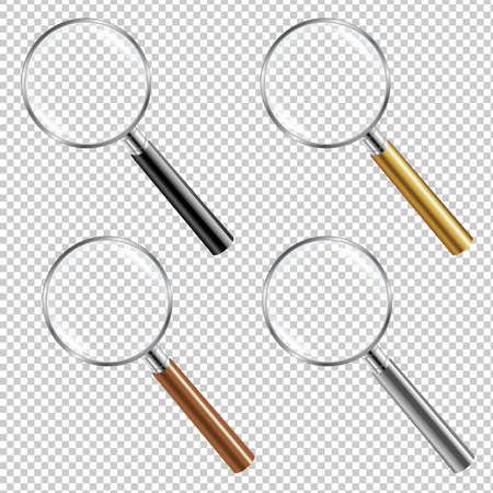 Magnifying Glass Set Gradient Mesh, Vector Illustrationのイラスト素材