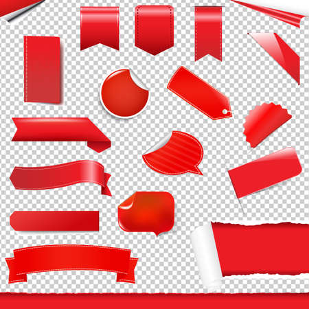 Red Labels And Stickers Set Gradient Mesh, Vector Illustrationのイラスト素材