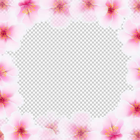 Cherry Flower Frame With Transparent Background Gradient Mesh, Vector Illustrationのイラスト素材