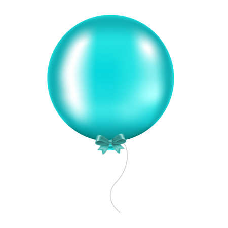 Mint Bow With Balloon Gradient Mesh, Vector Illustrationのイラスト素材