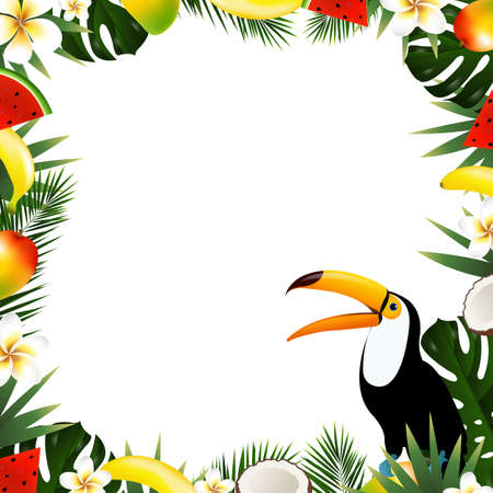 Summer tropical frame vector illustration with gradient meshのイラスト素材
