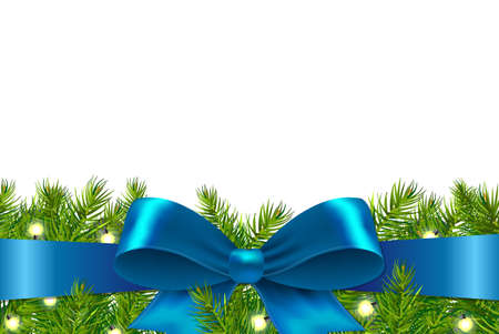Blue Ribbon With Fir Tree, With Gradient Mesh, Illustrationのイラスト素材