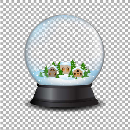 Snow Globe With House With Gradient Mesh, Vector Illustrationのイラスト素材