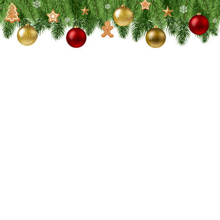 Christmas Branch Border With Gradient Mesh, Vector Illustrationのイラスト素材