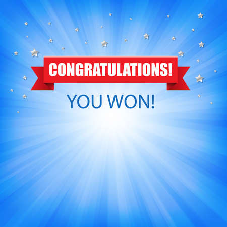 Congratulations Banner With Ribbon With Gradient Mesh, Vector Illustration