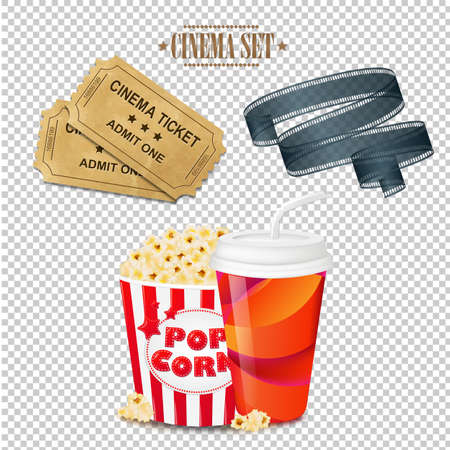 Cinema Set Isolated With Gradient Mesh, Vector Illustrationのイラスト素材