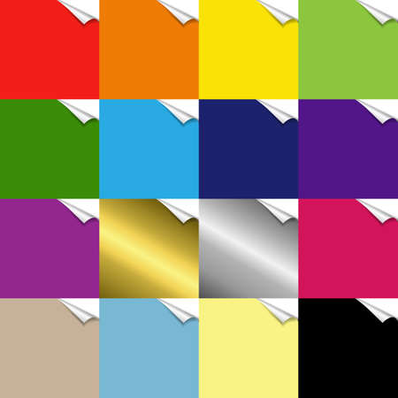 Color Paper With Corners Set With Gradient Mesh, Vector Illustrationのイラスト素材