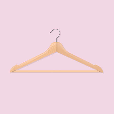 Wooden Hanger Pink Background With Gradient Mesh, Vector Illustrationのイラスト素材