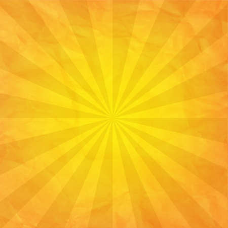 Crumpled Yellow Paper With Sunburst With Gradient Mesh, Vector Illustrationのイラスト素材