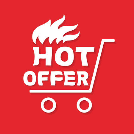 Hot Offer Banner With Gradient Mesh, Vector Illustrationのイラスト素材