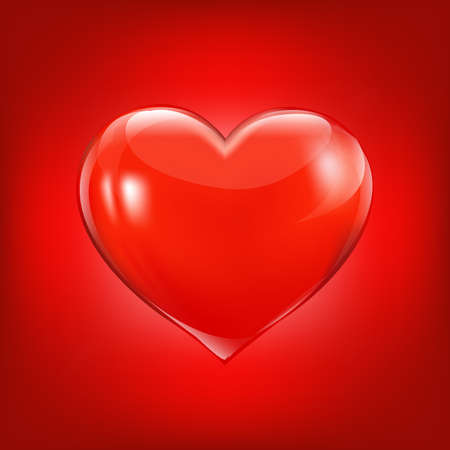 Red Background With Heart With Gradient Mesh, Vector Illustrationのイラスト素材